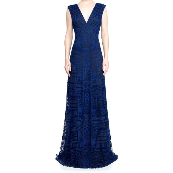 Tadashi Shoji Dresses & Skirts - $498 Tadashi Shoji Pia Gown Jewel Blue Black Lace 14 NWT Maxi